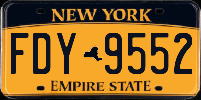 NY license plate FDY9552