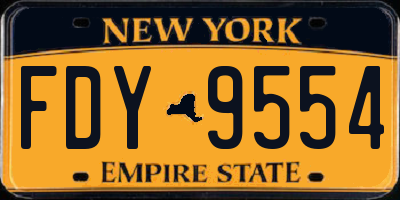 NY license plate FDY9554