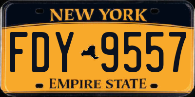 NY license plate FDY9557