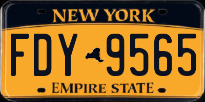 NY license plate FDY9565