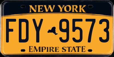 NY license plate FDY9573