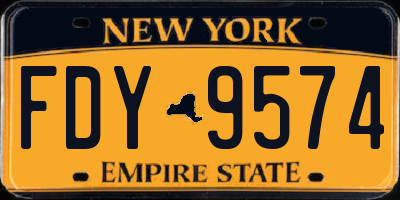 NY license plate FDY9574