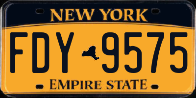 NY license plate FDY9575