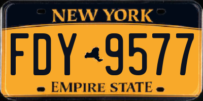 NY license plate FDY9577