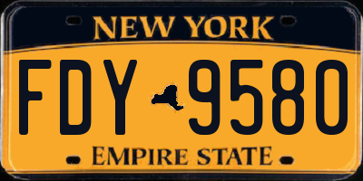 NY license plate FDY9580