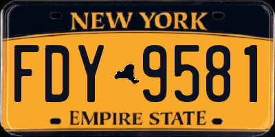 NY license plate FDY9581