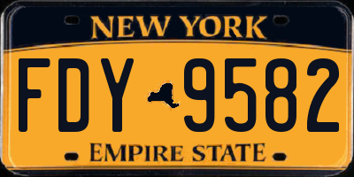 NY license plate FDY9582