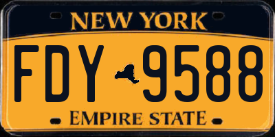 NY license plate FDY9588