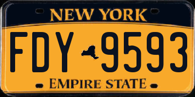 NY license plate FDY9593