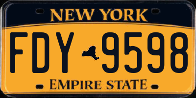 NY license plate FDY9598