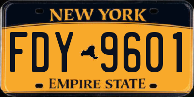 NY license plate FDY9601
