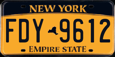 NY license plate FDY9612