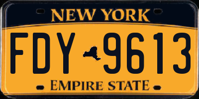 NY license plate FDY9613