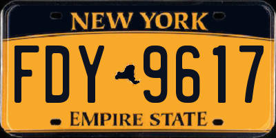 NY license plate FDY9617