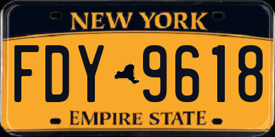 NY license plate FDY9618