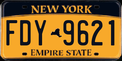 NY license plate FDY9621