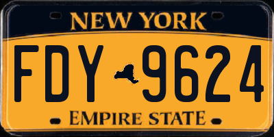 NY license plate FDY9624