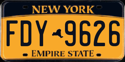 NY license plate FDY9626