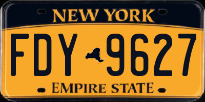 NY license plate FDY9627