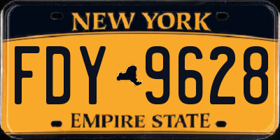 NY license plate FDY9628
