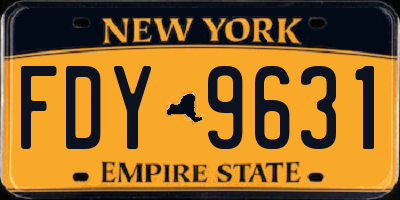 NY license plate FDY9631