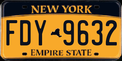 NY license plate FDY9632