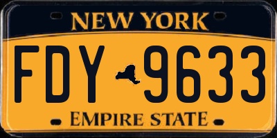 NY license plate FDY9633