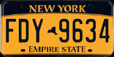 NY license plate FDY9634
