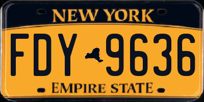 NY license plate FDY9636
