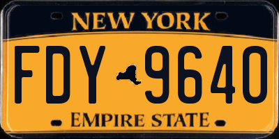 NY license plate FDY9640