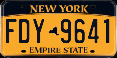 NY license plate FDY9641