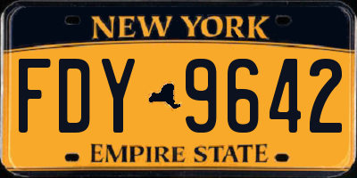 NY license plate FDY9642