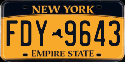 NY license plate FDY9643