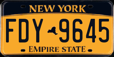 NY license plate FDY9645