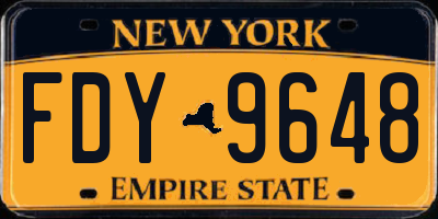 NY license plate FDY9648