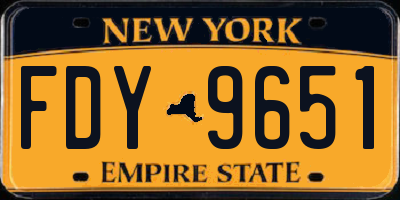 NY license plate FDY9651