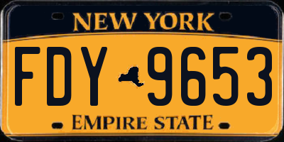 NY license plate FDY9653