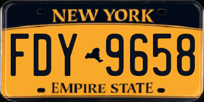 NY license plate FDY9658