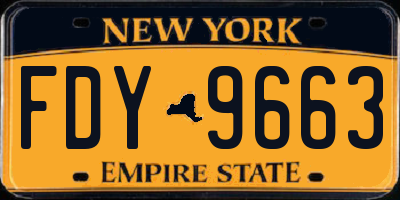 NY license plate FDY9663