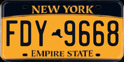 NY license plate FDY9668