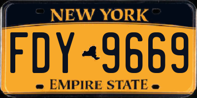 NY license plate FDY9669