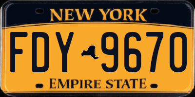 NY license plate FDY9670
