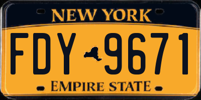 NY license plate FDY9671