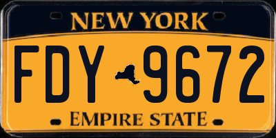NY license plate FDY9672