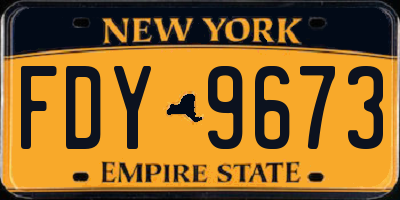 NY license plate FDY9673