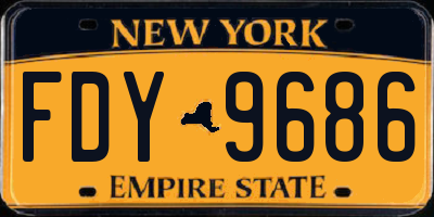 NY license plate FDY9686