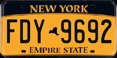NY license plate FDY9692