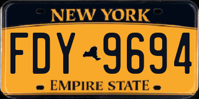 NY license plate FDY9694