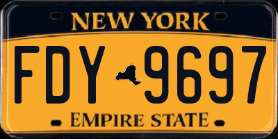 NY license plate FDY9697