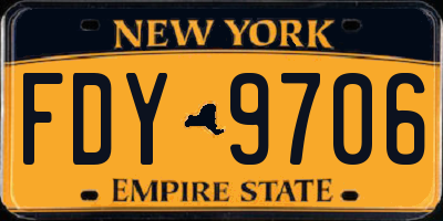 NY license plate FDY9706